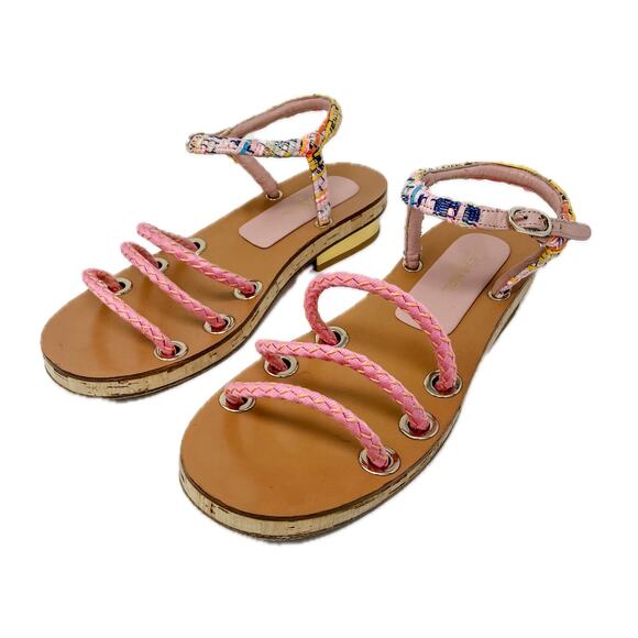 Chanel 2017 Fisherman Sandals Rope Tweed Cork Gold CC Label Plate Size 39.5 - Picture 15 of 15